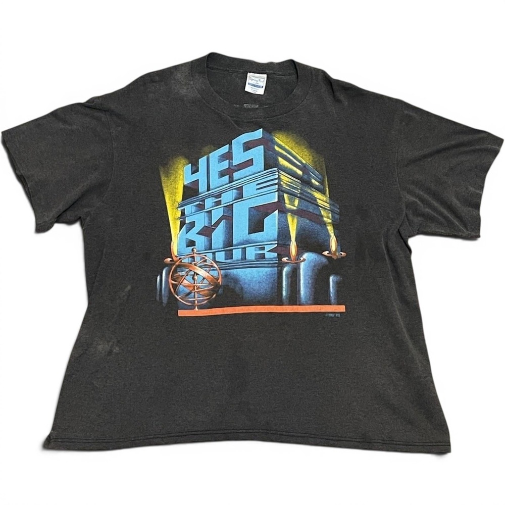 Vintage XL 1987 Yes The Big Tour Tee T Shirt Single Stitch Distressed Soft
